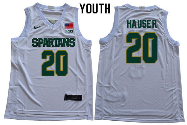 Youth Michigan State Spartans #20 Joey Hauser NCAA Nike Authentic White College Stitched Basketball Jersey KS41C37ON